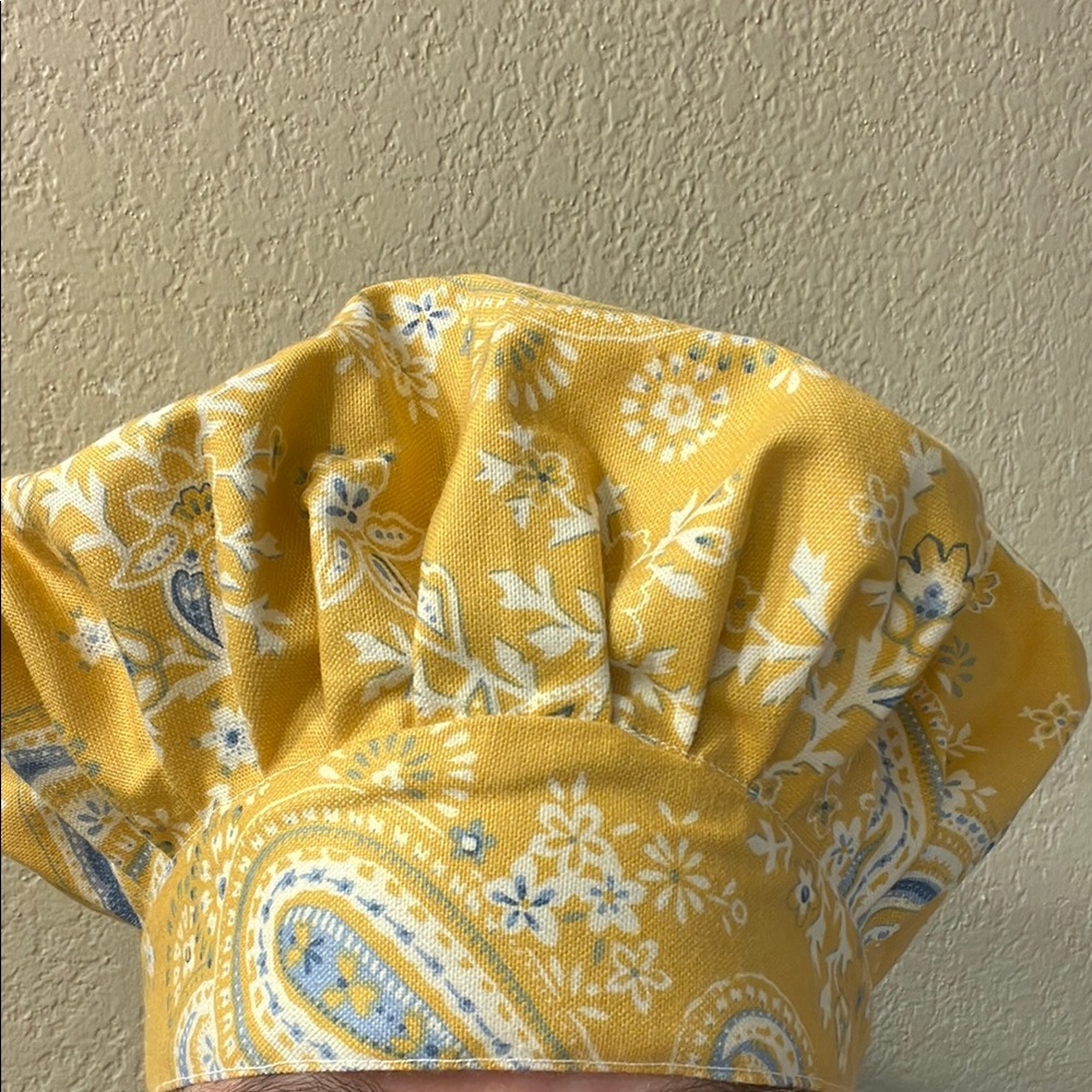 Yellow Paisley Chef or scrub cap